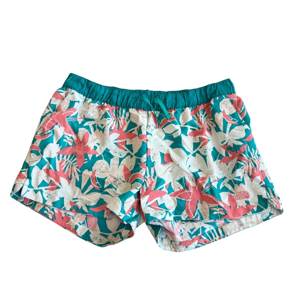 The North Face Womens XL Class V Water Shorts Tropical Floral Teal Coral 2in
